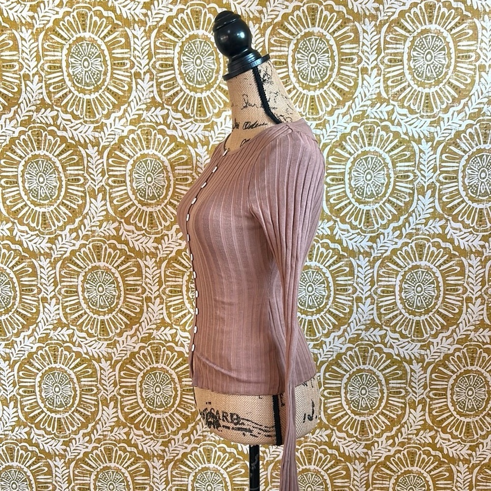 NWOT Free People Tilly Ribbed Knit Long Sleeve Button Down Cardigan Otter Sz S - Picture 6 of 10